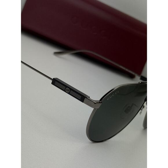 NEW Gucci GG1311S Ruthenium Aviator Unisex Sunglasses $565 main image 6